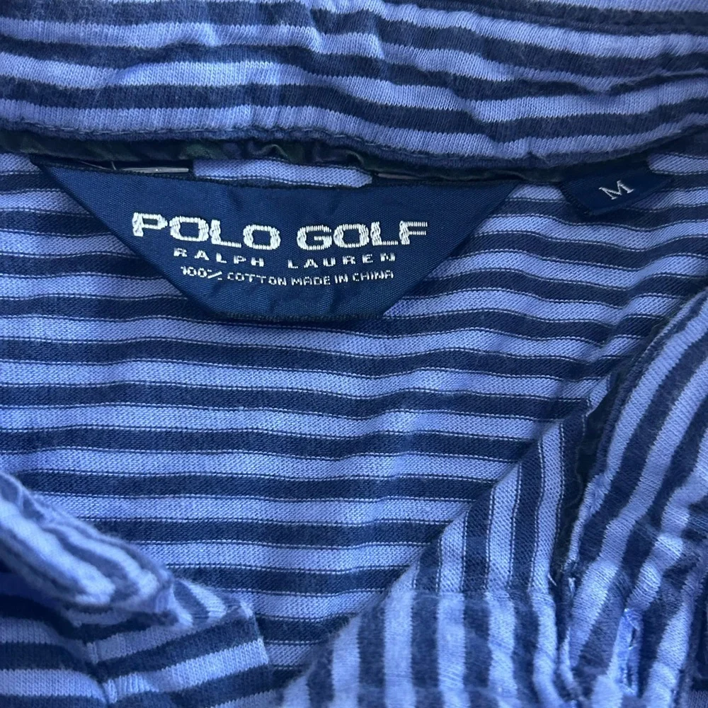 Polo Golf Ralph Lauren Short Sleeve Blue Striped Polo Pocket Shirt Men’s Medium - Picture 4 of 7